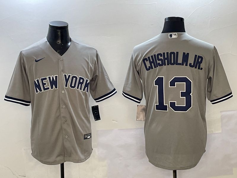 Men New York Yankees #13 Chisholm jr Grey Game 2025 Nike MLB Jersey style 1->new york yankees->MLB Jersey